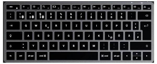 Produktbild: Satechi Slim X1 Mini Bluetooth&reg; Tastatur Deutsch, QWERTZ Anthrazit Multimediatasten, Beleuchtet
