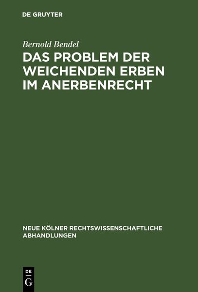 Produktbild: Das Problem der weichenden Erben im Anerbenrecht