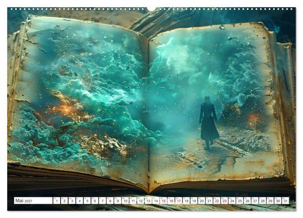 Produktbild: Welten zwischen den Zeilen - B&uuml;cher, die Tr&auml;ume wecken (Wandkalender 2027 DIN A2 quer), CALVENDO Monatskalender
