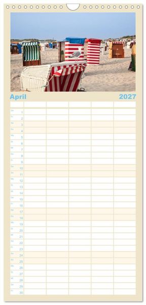 Produktbild: Familienplaner 2027 - Moin Borkum mit 5 Spalten (Wandkalender, 21 x 45 cm) CALVENDO