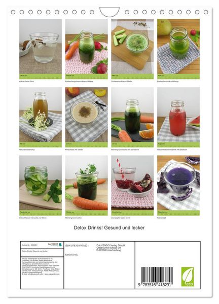 Produktbild: Detox Drinks! Gesund und lecker (Wandkalender 2026 DIN A4 hoch), CALVENDO Monatskalender