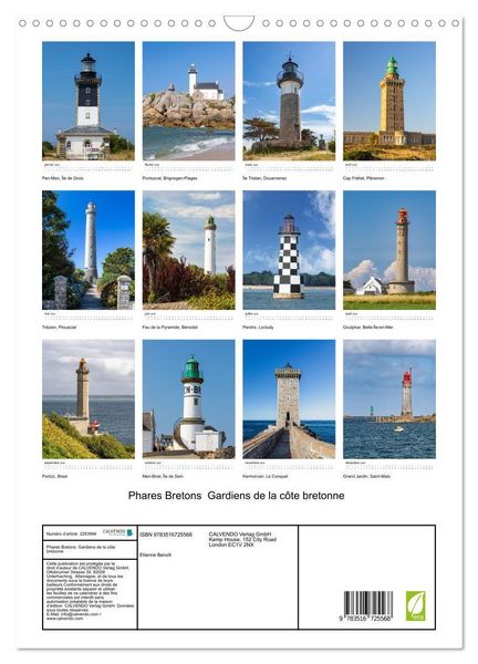 Produktbild: Phares Bretons Gardiens de la c&ocirc;te bretonne (Calendrier mural 2026 DIN A3 horizontal), CALVENDO calendrier mensuel