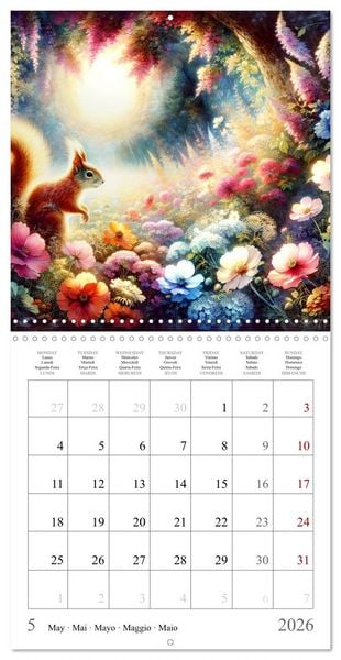 Produktbild: Magie de l'&eacute;cureuil (Calendrier mural carr&eacute; 2026 30x30 cm) Calendrier double avec une page pour vos prises de notes