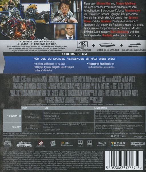 Produktbild: Transformers 4 - &Auml;ra des Untergangs (4K Ultra HD) (+ Blu-ray 2D)