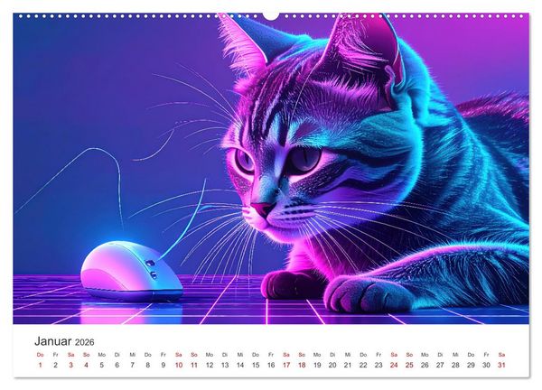 Produktbild: Kunst Katzen (Wandkalender 2026 DIN A2 quer), CALVENDO Monatskalender