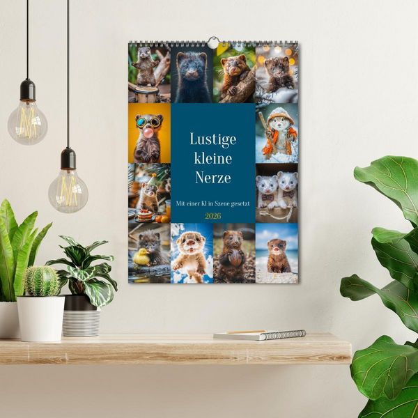 Produktbild: Lustige kleine Nerze (Wandkalender 2026 DIN A3 hoch), CALVENDO Monatskalender