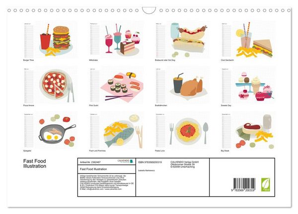 Produktbild: Fast Food Illustration (Wandkalender 2027 DIN A3 quer), CALVENDO Monatskalender