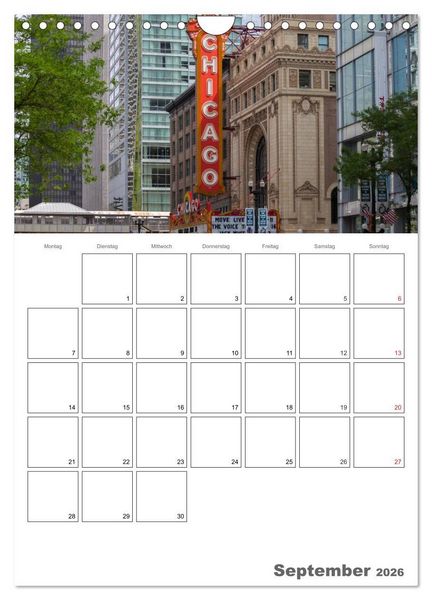 Produktbild: CHICAGO Terminplaner (Wandkalender 2026 DIN A4 hoch), CALVENDO Monatskalender