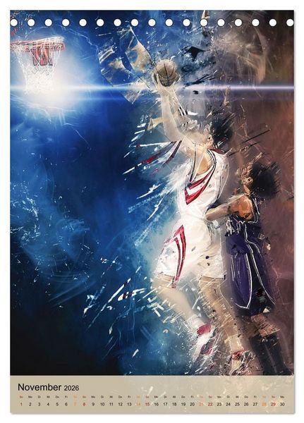 Produktbild: Basketball spektakul&auml;r (Tischkalender 2026 DIN A5 hoch), CALVENDO Monatskalender