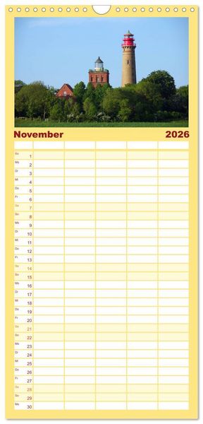 Produktbild: Familienplaner 2026 - Leuchtt&uuml;rme PUR mit 5 Spalten (Wandkalender, 21 x 45 cm) CALVENDO
