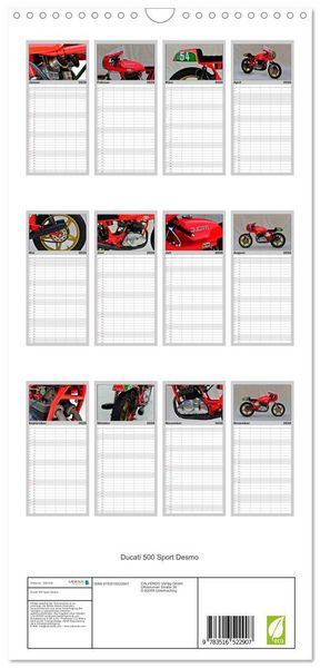 Produktbild: Familienplaner 2026 - Ducati 500 Sport Desmo mit 5 Spalten (Wandkalender, 21 x 45 cm) CALVENDO