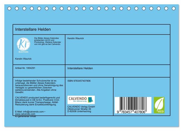 Produktbild: Interstellare Helden (Tischkalender 2026 DIN A5 quer), CALVENDO Monatskalender