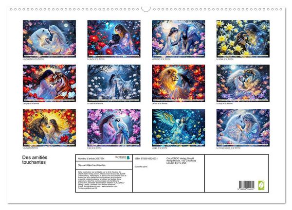 Produktbild: Des amiti&eacute;s touchantes (Calendrier mural 2026 DIN A2 vertical), CALVENDO calendrier mensuel