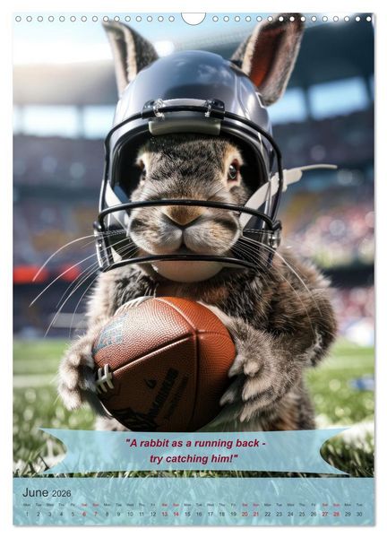 Produktbild: American football with funny animals (Wall Calendar 2026 DIN A3 portrait), CALVENDO 12 Month Wall Calendar