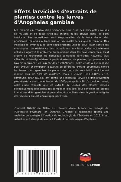 Produktbild: Effets larvicides d'extraits de plantes contre les larves d'Anopheles gambiae