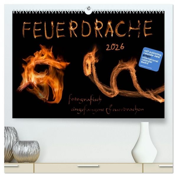 Feuerdrache (hochwertiger Premium Wandkalender 2026 DIN A2 quer), Kunstdruck in Hochglanz