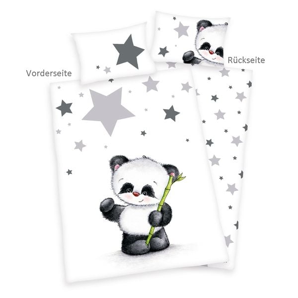 Babybest® 2485201063 - Panda Bettwäsche, 40x60 cm + 100x135 cm, 100% Baumwolle