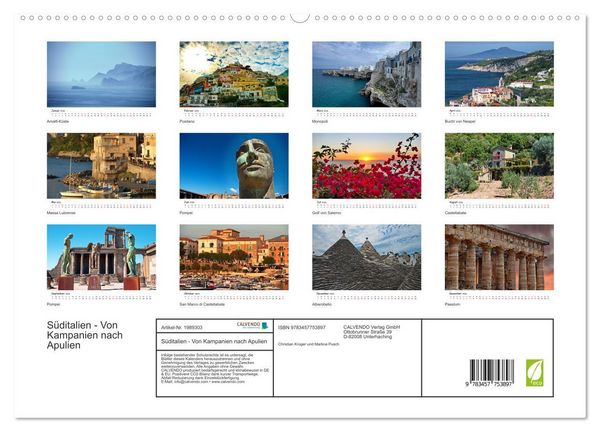 Produktbild: S&uuml;ditalien - Von Kampanien nach Apulien (hochwertiger Premium Wandkalender 2026 DIN A2 quer), Kunstdruck in Hochglanz