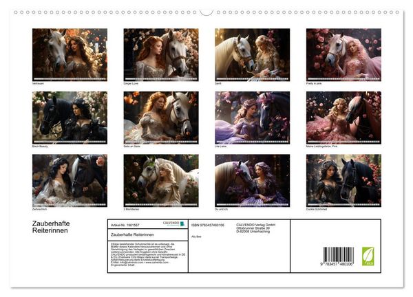 Produktbild: Zauberhafte Reiterinnen (hochwertiger Premium Wandkalender 2026 DIN A2 quer), Kunstdruck in Hochglanz