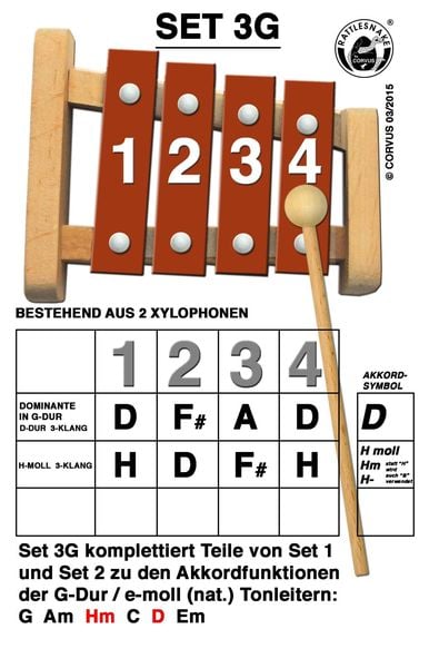 Produktbild: Corvus A600284 - Rattlesnake, Akkord-Glockenspiel Set 3G, Xylophon