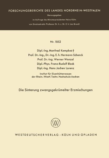 Produktbild: Die Sinterung zwangsgekr&uuml;melter Erzmischungen