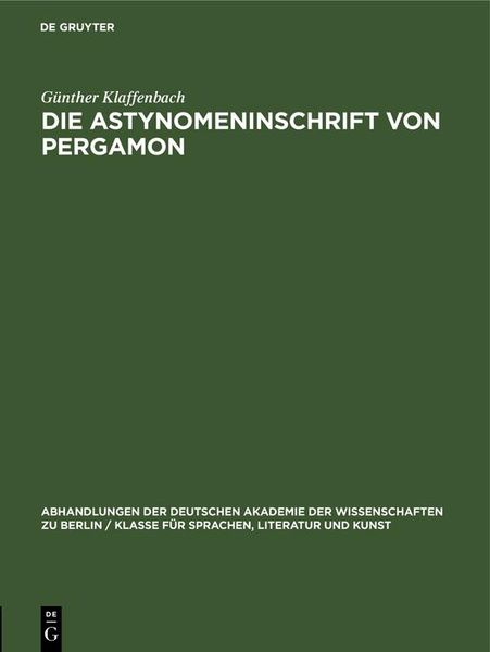 Produktbild: Die Astynomeninschrift von Pergamon