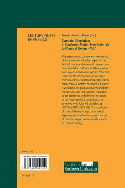 Produktbild: Computer Simulations in Condensed Matter: From Materials to Chemical Biology. Volume 1