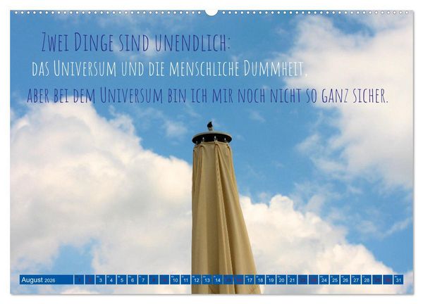 Produktbild: Jeder ist ein Genie! Zitate von Albert Einstein (Wandkalender 2026 DIN A2 quer), CALVENDO Monatskalender