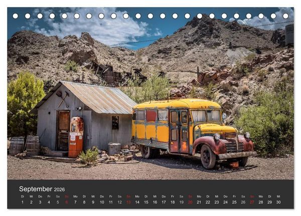 Produktbild: Vergessene Zeitzeugen entlang der Route 66 (Tischkalender 2026 DIN A5 quer), CALVENDO Monatskalender