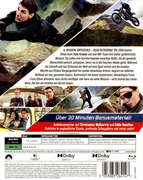 Produktbild: MISSION: IMPOSSIBLE DEAD RECKONING TEIL EINS (+ Bonus-Blu-ray)