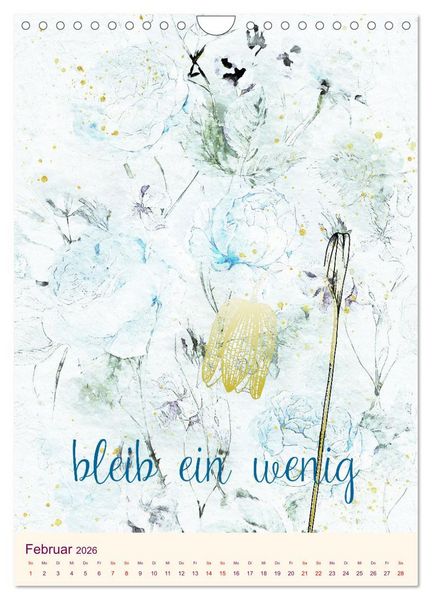 Produktbild: Aquarell Blumenmalerei mit Spr&uuml;chen (Wandkalender 2026 DIN A4 hoch), CALVENDO Monatskalender