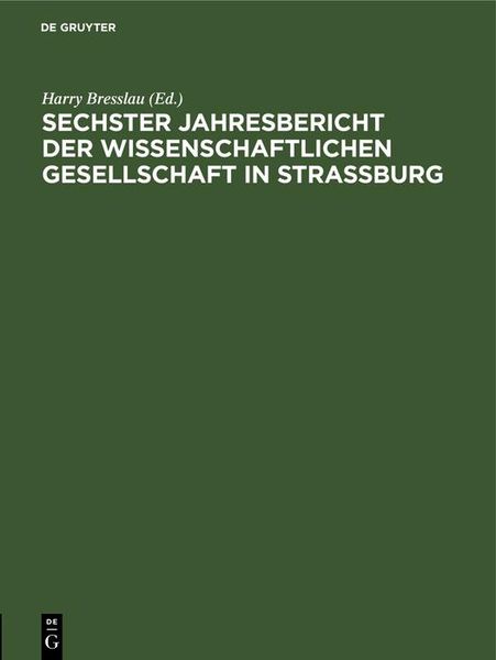 Produktbild: Sechster Jahresbericht der Wissenschaftlichen Gesellschaft in Strassburg