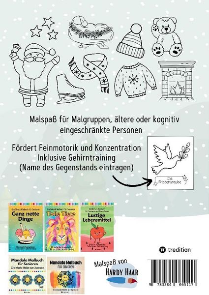 Produktbild: Malbuch f&uuml;r Senioren Weihnachten und Winterzeit 35 einfache Ausmalbilder Gehirntraining f&uuml;r Rentner, Malanf&auml;nger, Malgruppen Geschenkidee Weihnachtsgeschenk, Gruppenbetreuung, Neujahr