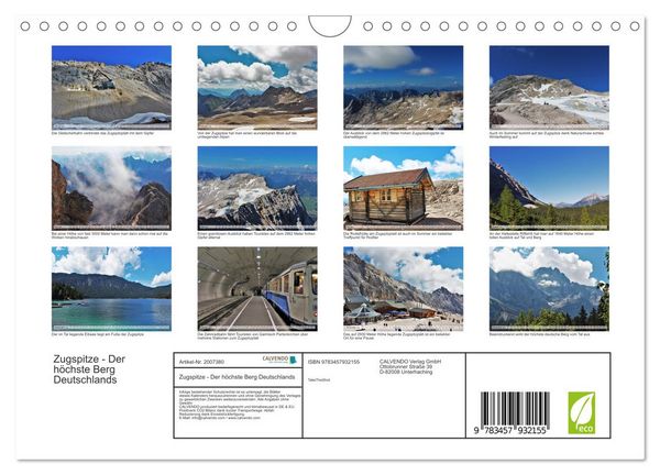Produktbild: Zugspitze - Der h&ouml;chste Berg Deutschlands (Wandkalender 2026 DIN A4 quer), CALVENDO Monatskalender