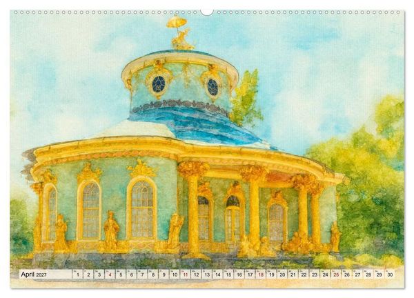 Produktbild: Potsdam &ndash; Historische Ansichten im Aquarellstil (hochwertiger Premium Wandkalender 2027 DIN A2 quer), Kunstdruck in Hochglanz