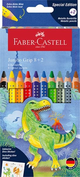 Produktbild: Faber-Castell Buntstifte Jumbo Grip Dino, 8+2 Set