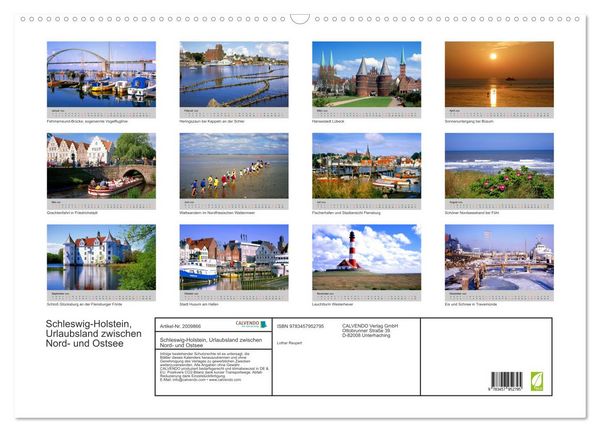 Produktbild: Schleswig-Holstein, Urlaubsland zwischen Nord- und Ostsee (Wandkalender 2026 DIN A2 quer), CALVENDO Monatskalender