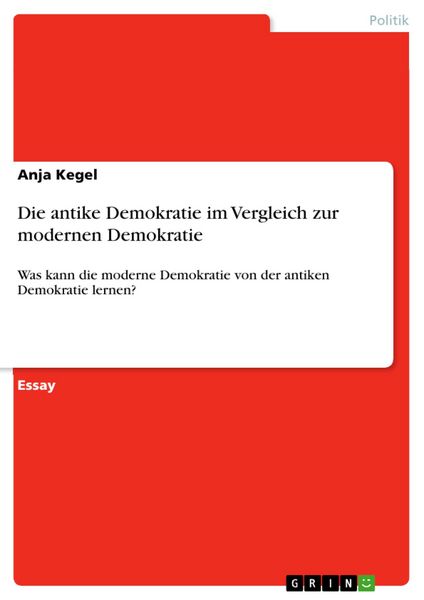 Produktbild: Die antike Demokratie im Vergleich zur modernen Demokratie