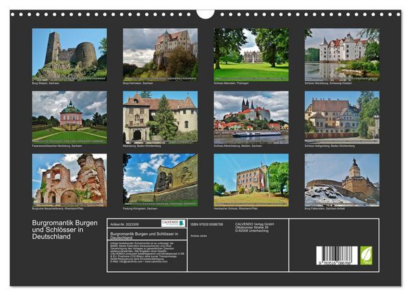 Produktbild: Burgromantik Burgen und Schl&ouml;sser in Deutschland (Wandkalender 2026 DIN A3 quer), CALVENDO Monatskalender