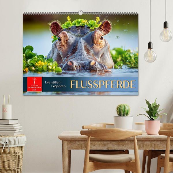 Produktbild: Flusspferde - die stillen Giganten (Wandkalender 2026 DIN A2 quer), CALVENDO Monatskalender
