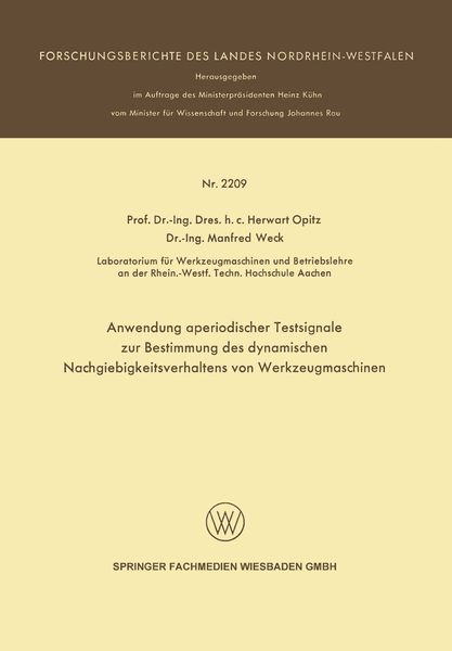 Produktbild: Anwendung aperiodischer Testsignale zur Bestimmung des dynamischen Nachgiebigkeitsverhaltens von Werkzeugmaschinen
