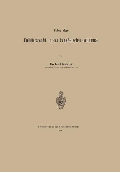 Produktbild: Ueber das Collationsrecht in den franz&ouml;sischen Coutumes
