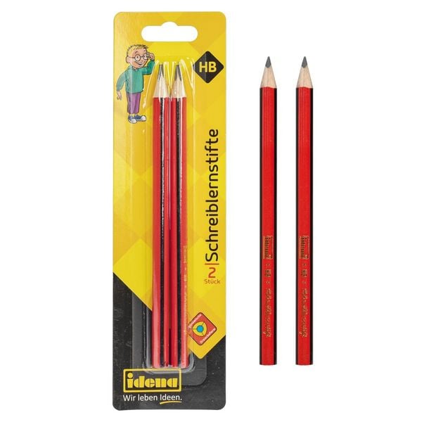 Idena Bleistifte Schreiblernstifte Dreikant HB schwarz/rot 2 Stück Blister