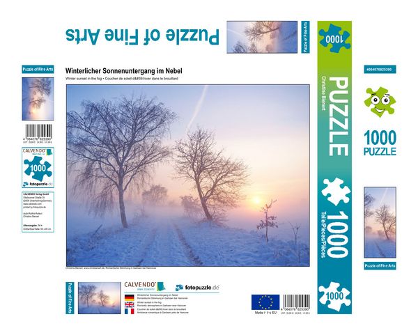 Produktbild: CALVENDO Puzzle Winterlicher Sonnenuntergang im Nebel | 1000 Teile Lege-Gr&ouml;&szlig;e 64x48cm Foto-Puzzle f&uuml;r gl&uuml;ckliche Stunden