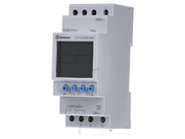 Produktbild: Finder 12.21.8.230.0000 Zeitschaltuhr f&uuml;r Hutschiene 230 V/AC Wochenprogramm