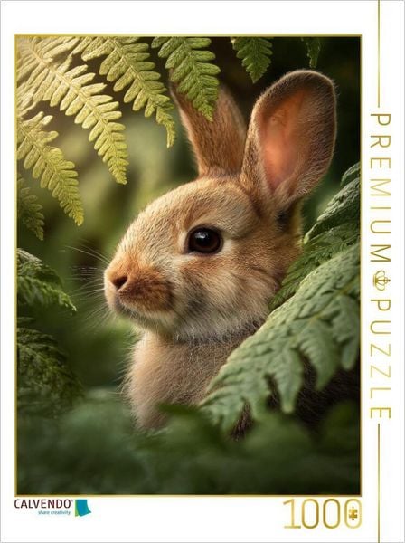 CALVENDO Puzzle Neugier blinzelt zwischen Farn und Sonne und das Leben lacht zurück | 1000 Teile Lege-Größe 64x48cm Foto-Puzzle für glückliche