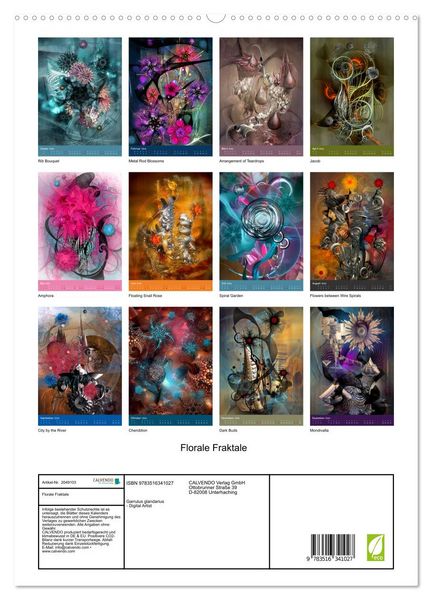 Produktbild: Florale Fraktale (hochwertiger Premium Wandkalender 2026 DIN A2 hoch), Kunstdruck in Hochglanz
