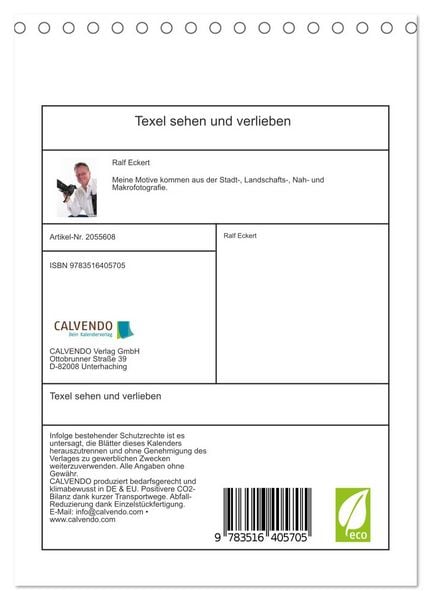 Produktbild: Texel sehen und verlieben (Tischkalender 2026 DIN A5 hoch), CALVENDO Monatskalender