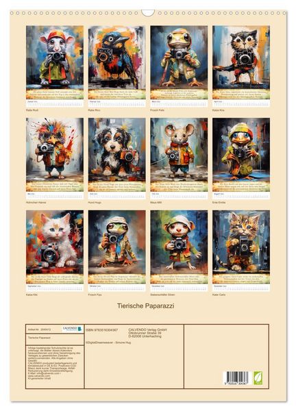 Produktbild: Tierische Paparazzi (Wandkalender 2026 DIN A2 hoch), CALVENDO Monatskalender
