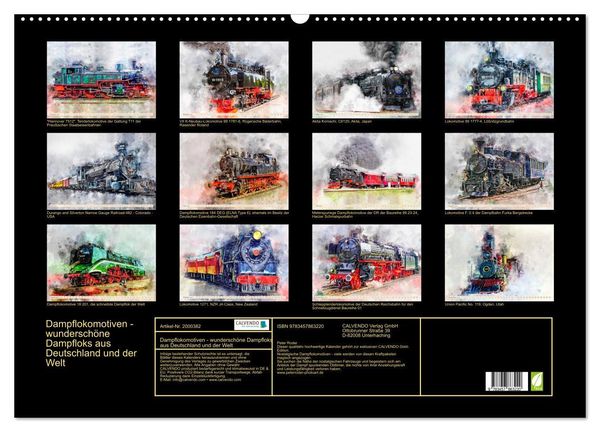 Produktbild: Dampflokomotiven - wundersch&ouml;ne Dampfloks aus Deutschland und der Welt (Wandkalender 2026 DIN A2 quer), CALVENDO Monatskalender